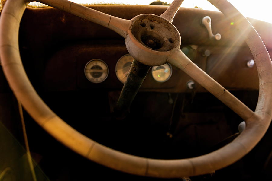 Old Chevy Truck Steering Wheel Photograph by Art Whitton