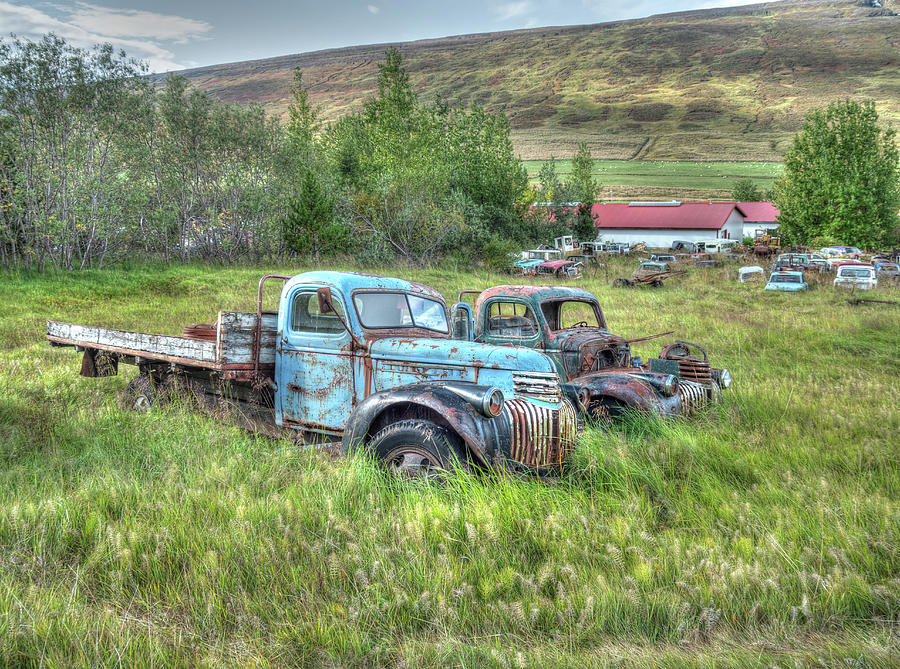 Old Chevys at Ystafell Museum Iceland Photograph by Kristia Adams