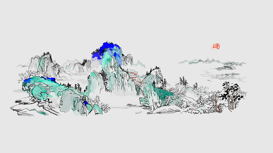 Old Chinese landscape now in VR Digital Art by Debbi Saccomanno Chan