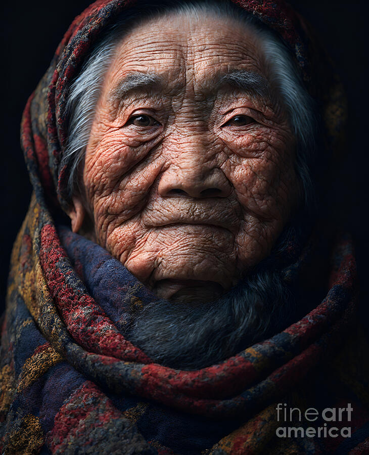 old Chinese woman Digital Art by Michelle Meenawong