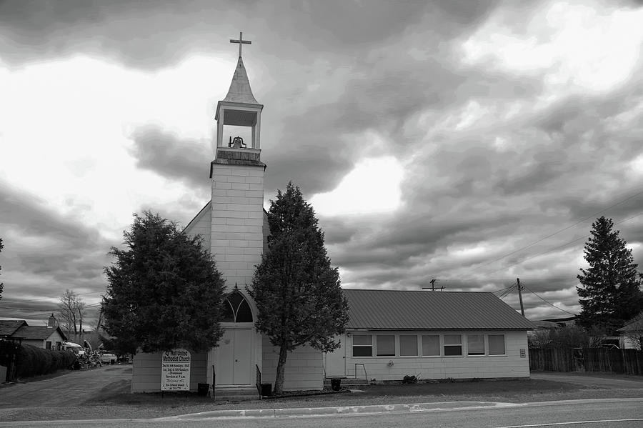 Old Church Black And White Photograph