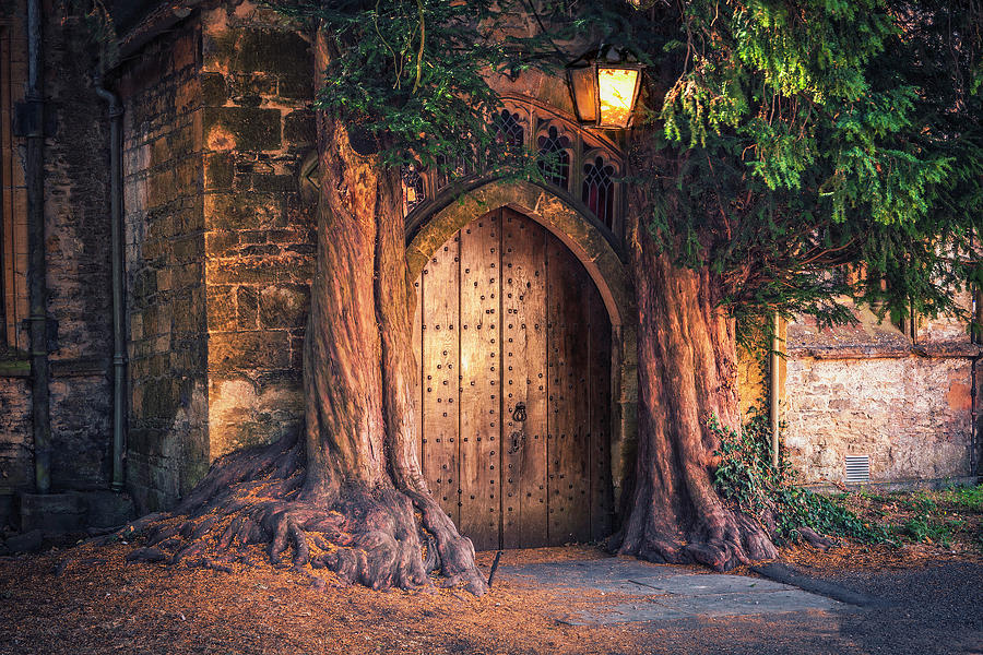 Lamp Photograph - Old Church Door - Stow by Andrew Soundarajan