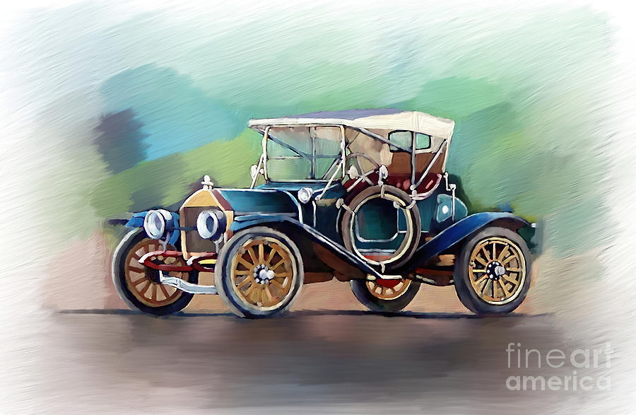 Old classic car model paintnig Painting by Gull G