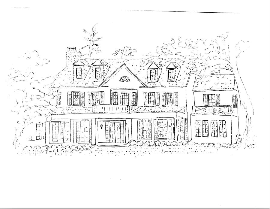 Old Classic Farmhouse Sketch Drawing by Joe Savarese