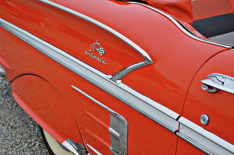Old Classic Red Impala Side Close Up Photograph by Gaby Ethington