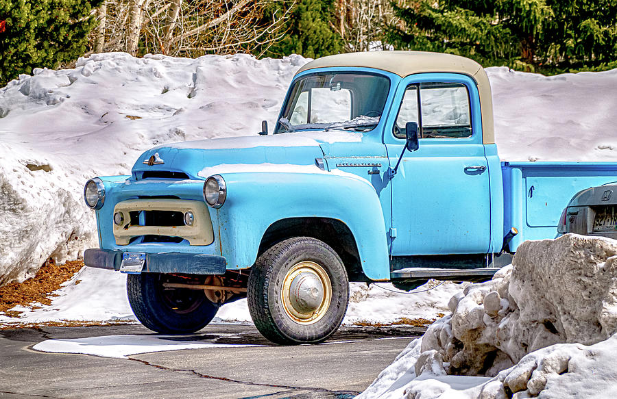 Old Classic Vintage Internation Ford Pickup Truck In Driveway Wi Photograph by Alex Grichenko