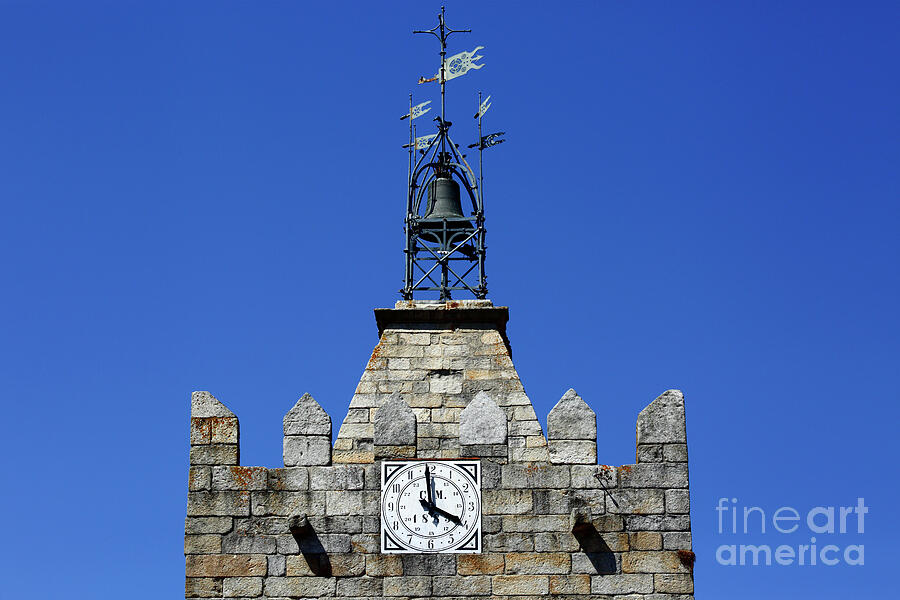 Old Clock Tower detail Caminha Portugal Photograph by James Brunker