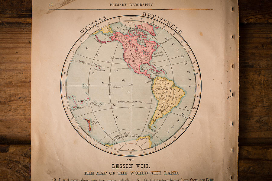 Old Color Map of the Western Hemisphere, From 1800s Photograph by Ideabug