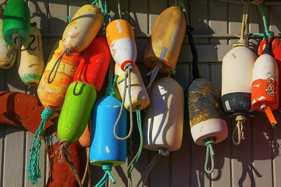 Still Life Photograph - Old Colorful Fishing Bouys by Garry Gay