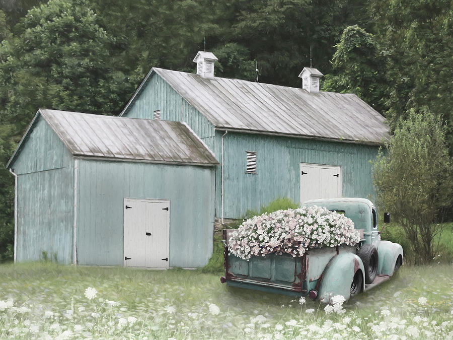 Flower Mixed Media - Old Country Farm Truck by Lori Deiter