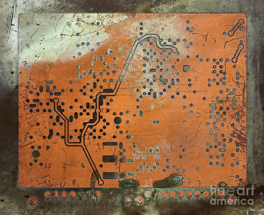 Old Damaged Printed Circuit Board Photograph