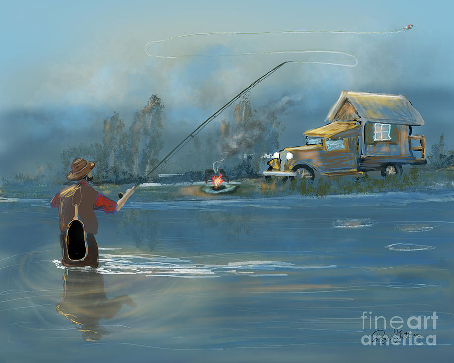 Old Days Fly Fishing Digital Art by Doug Gist