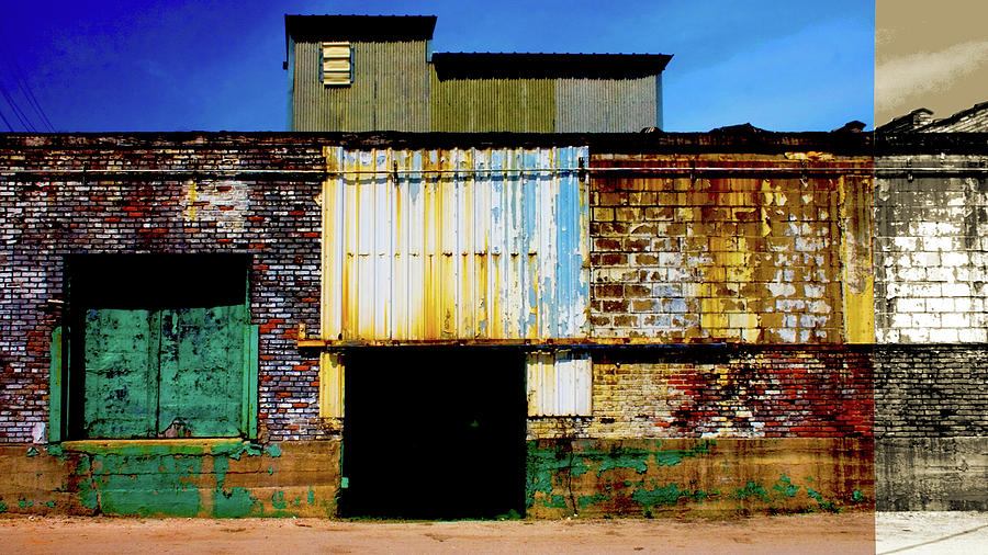 Old Decaying Warehouse Paint Brick Corrugated Metal Photograph by Patrick Malon