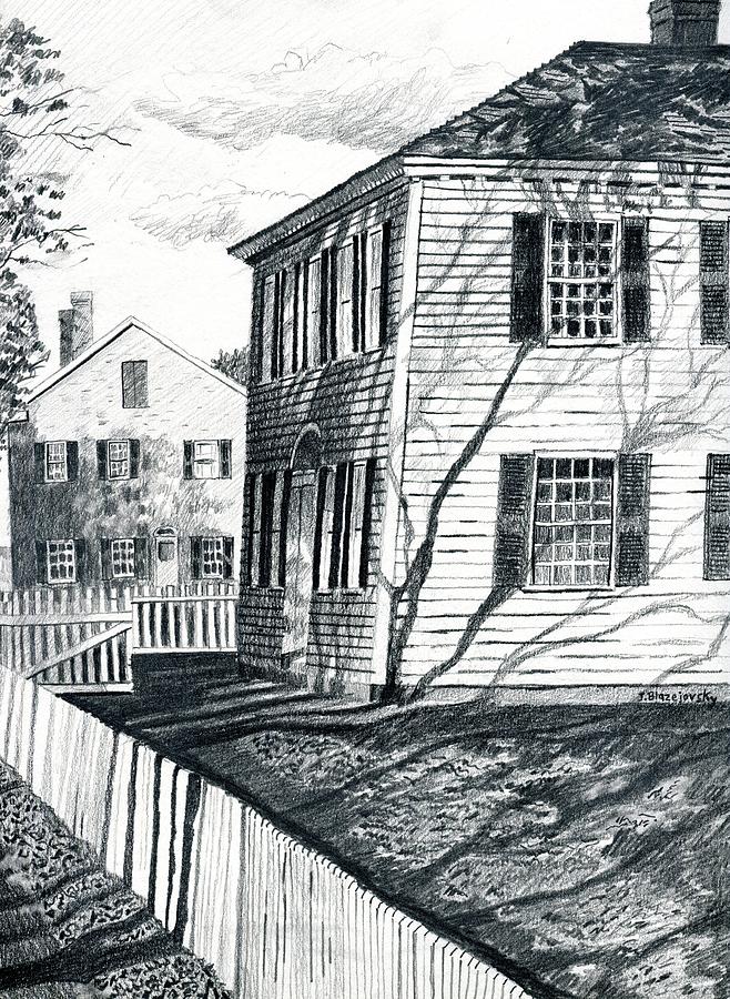 Old Deerfield Village Drawing by Jeff Blazejovsky