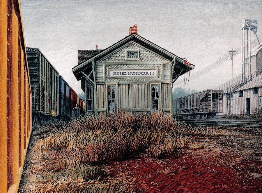 Old Depot at Shenandoah, Iowa Painting by George Lightfoot