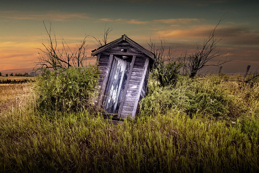 Old Dilapidated Outhouse on the Prairie Photograph by Randall Nyhof