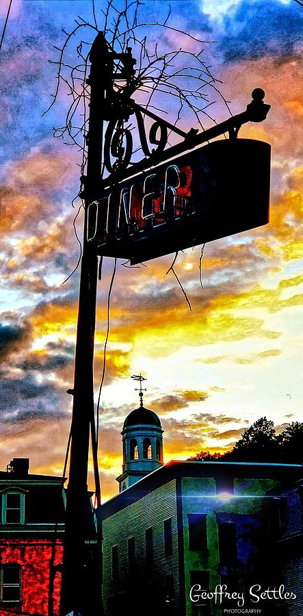 Old Diner Sign Photograph by Geoffrey Settles