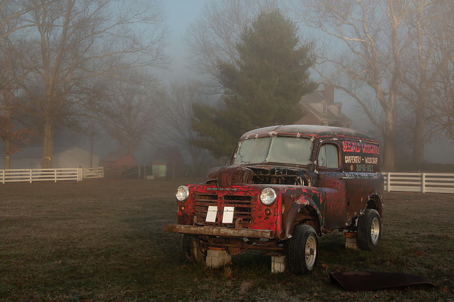 Old Dodge in a Fog Photograph by Kristia Adams