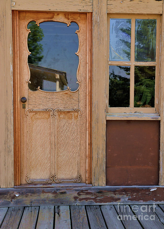 Old Door With Window Reflections Photograph by Kae Cheatham