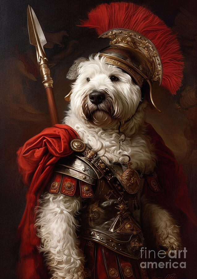 Dog Painting - Old English Sheepdog - robed in the woolen garb of a Roman shepherd by Adrien Efren