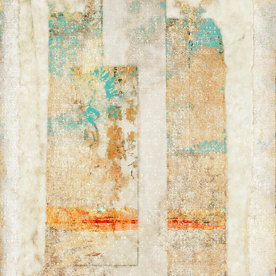 Abstract Mixed Media - Old Envelopes Square Version by Carol Leigh