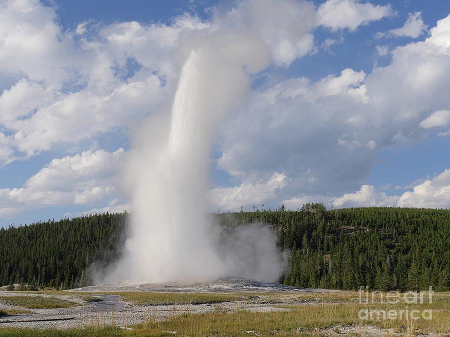 Old Faithful geyser erupting,  Yellowstone National Park Photograph by On da Raks