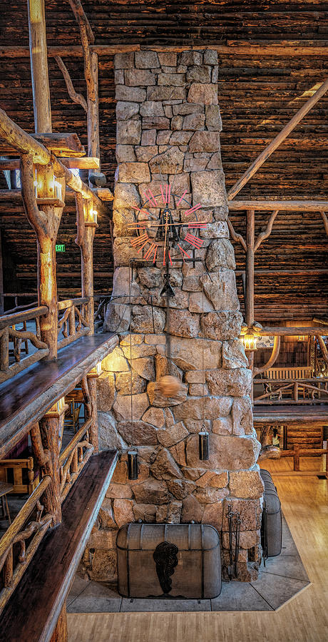 Yellowstone National Park Photograph - Old Faithful Inn Fireplace by Stephen Stookey