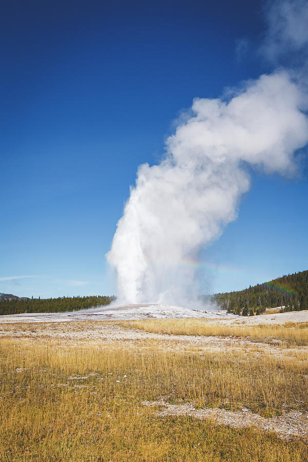 Old Faithful With a Rainbow Photograph by Joan Escala Usarralde - Fine ...