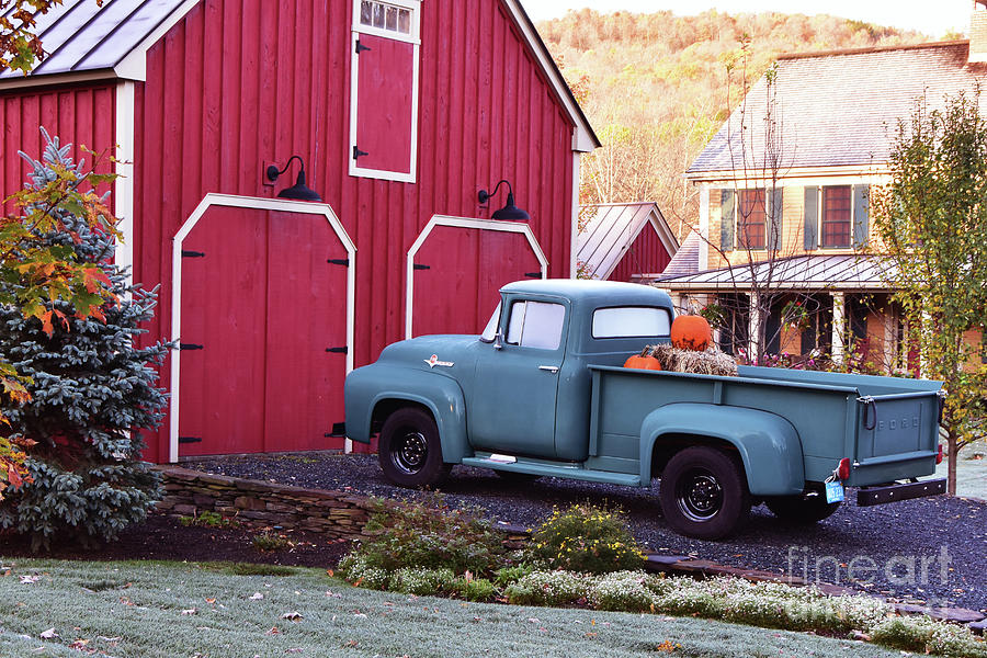 Fall Photograph - Old Farm Scene with Ford Truck by Vermont Native -by Lisa Manning