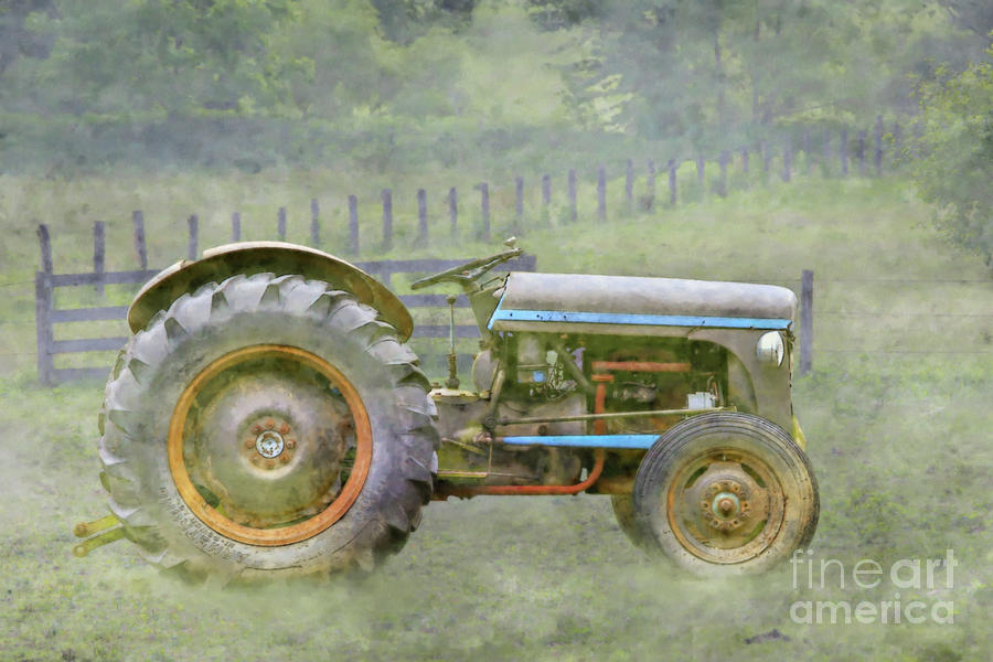 Old Farm Tractor In Field Digital Art by Randy Steele