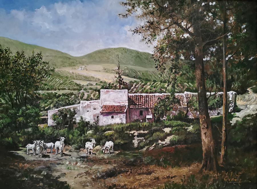 Old Farmhouse in a Spanish valley Painting by Raouf Oderuth