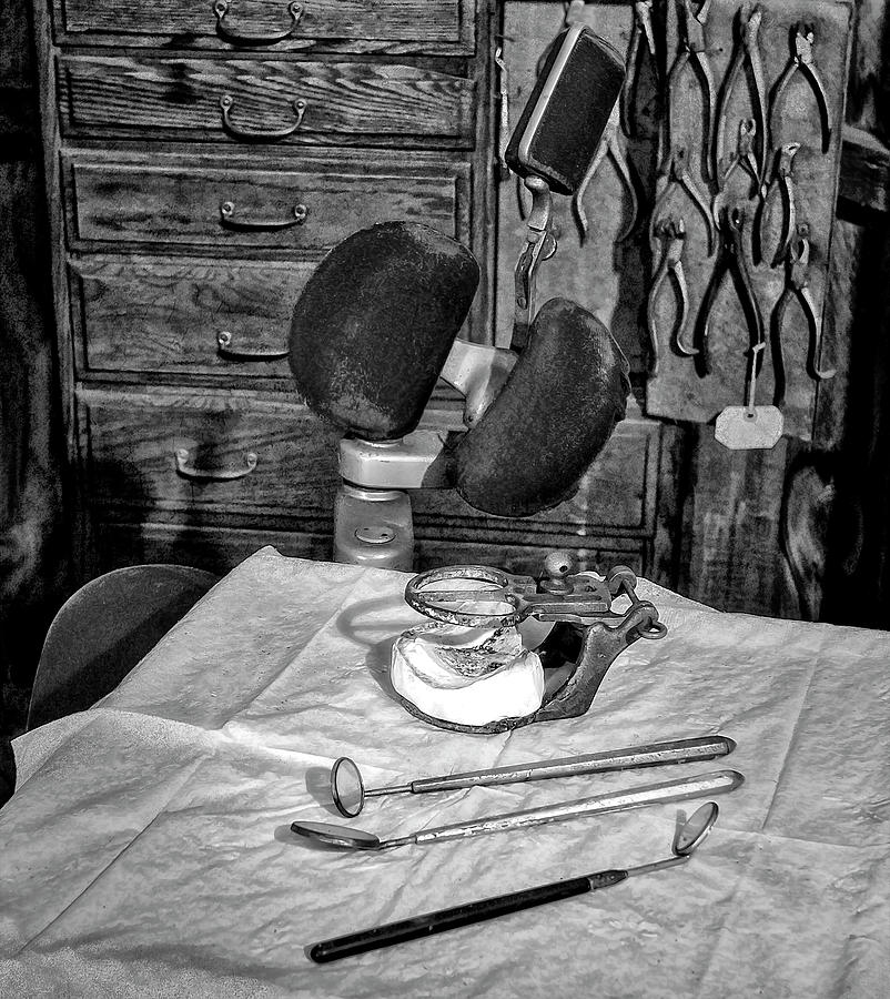 Old Fashioned Dental Instruments BW Photograph by Susan Candelario