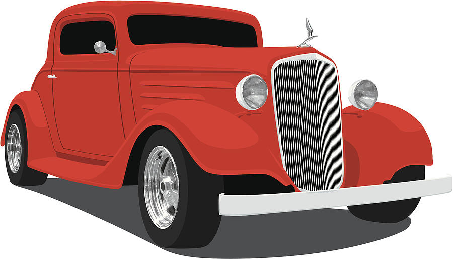Old fashioned red car animation Drawing by Schlol