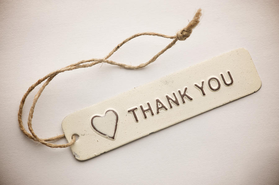 Old Fashioned Rustic Thank You Tag Message With Heart Photograph by PeskyMonkey