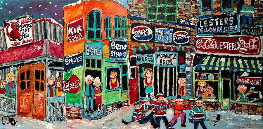 Old Fashioned Smoked Meat Row Painting by Michael Litvack