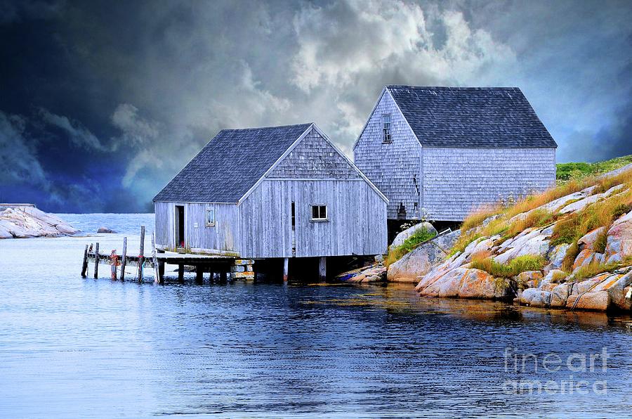 Old Fishing Huts   Peggys Cove Canada Photograph by Elaine Manley