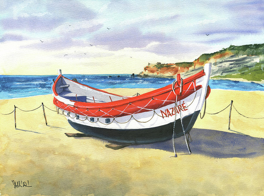 Old Fishing Boat in Nazare Painting by Dora Hathazi Mendes