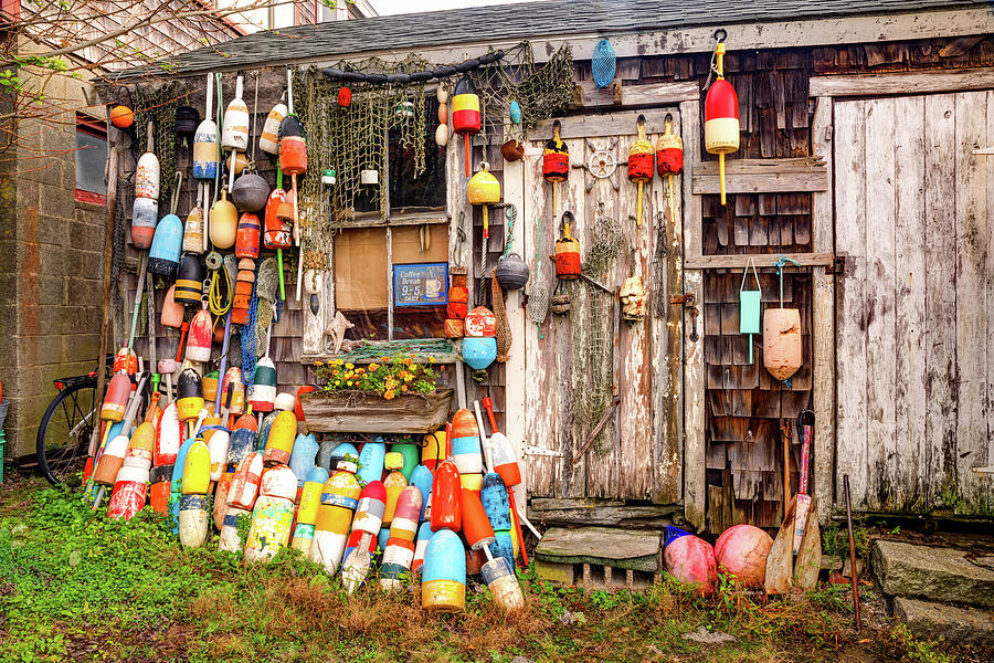 Old Fishing Shack Covered in Buoys - Rockport Harbor Photograph by Gregory  Ballos - Fine Art America