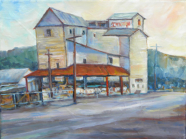 Old Flour Mill, Colville WA. Painting by Peggy Wilson
