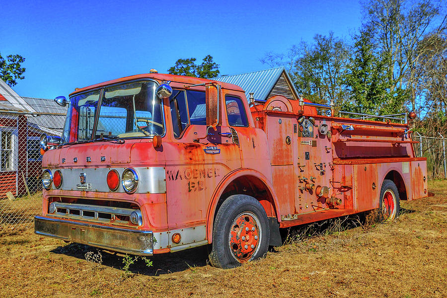 Old Ford Fire Truck Wagener Fire Department - Wagener South C Photograph by Peter Ciro