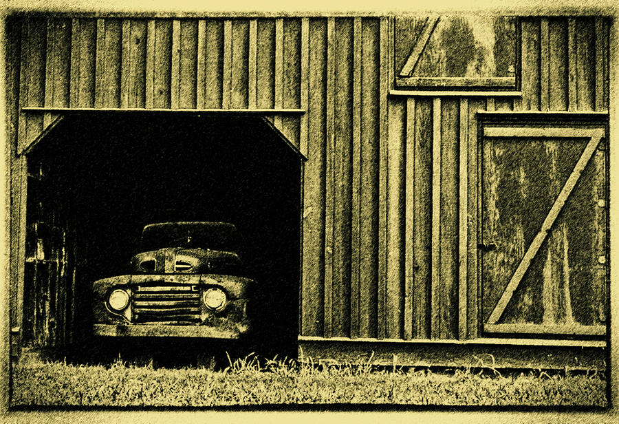 Old Ford In A Red Barn 003 old time Photograph by George Bostian