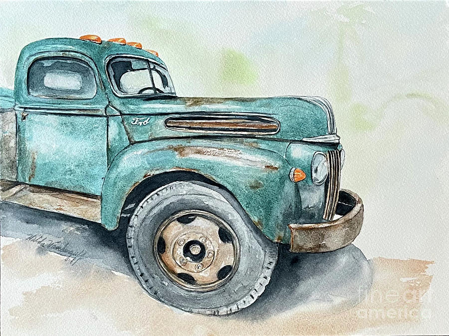Old Ford Pick Up Truck Painting by Hilda Vandergriff