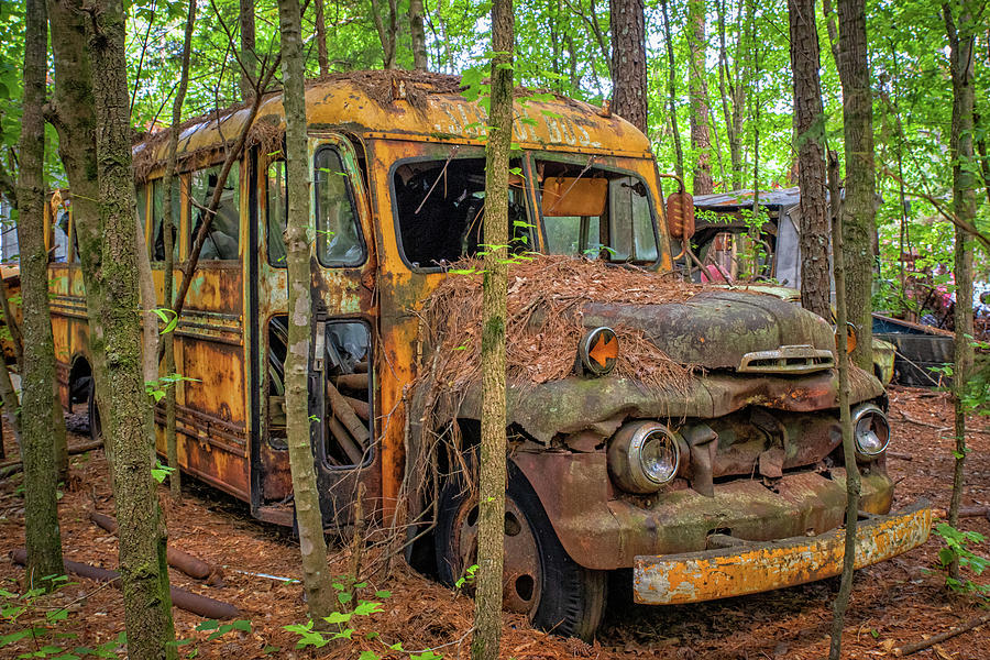 Old Ford School Bus at Old Car City in White Georgia Photograph by Peter Ciro