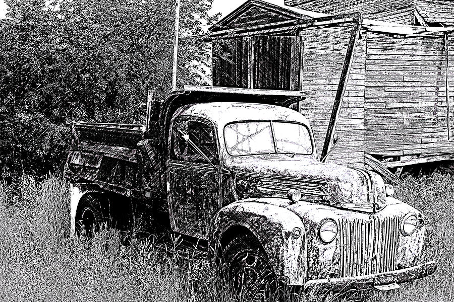 Old Ford Truck BW 416 Photograph by Cathy Anderson