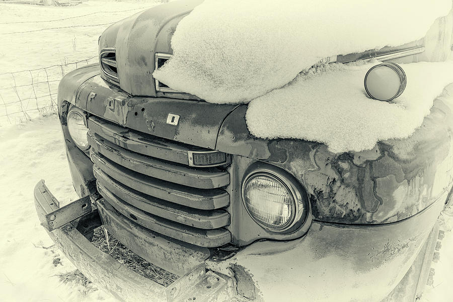 Old Ford Truck In The Snow B and W Photograph by Nick Gray - Fine Art ...