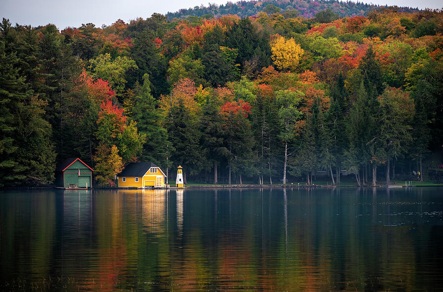 Fall Photograph - Old Forge Boat House by Mark Papke