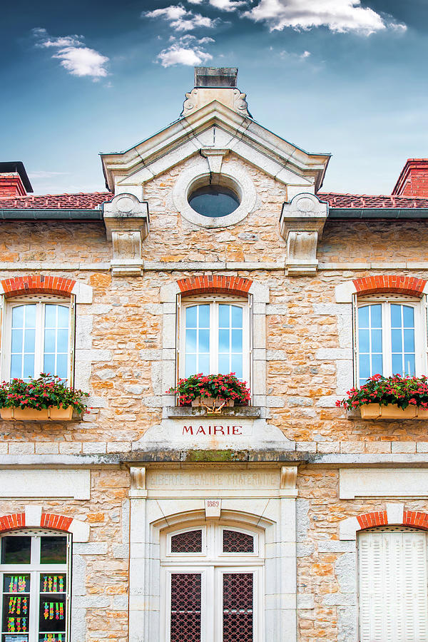 Old french town hall facade building in stone of 1889 Photograph by