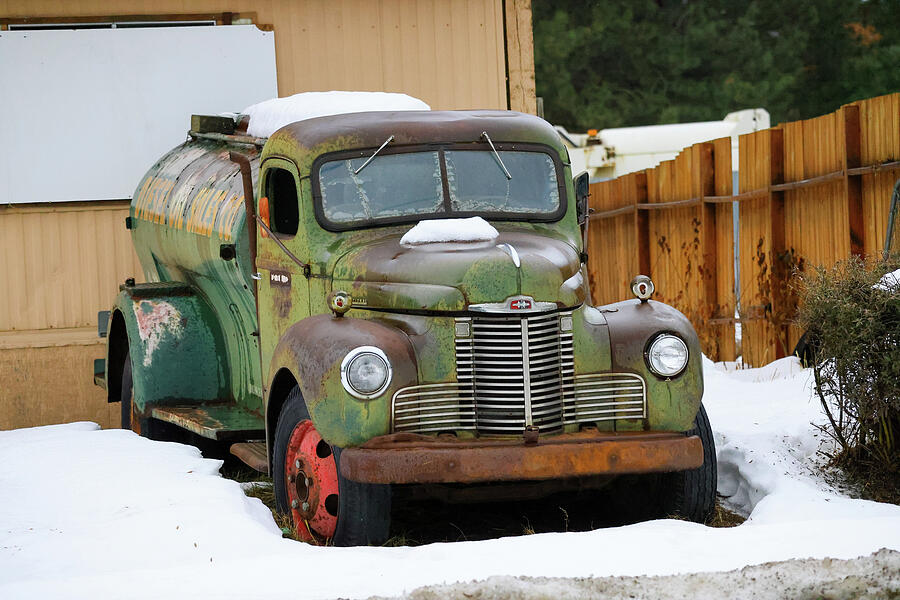 Old Fuel Truck In Winter Photograph