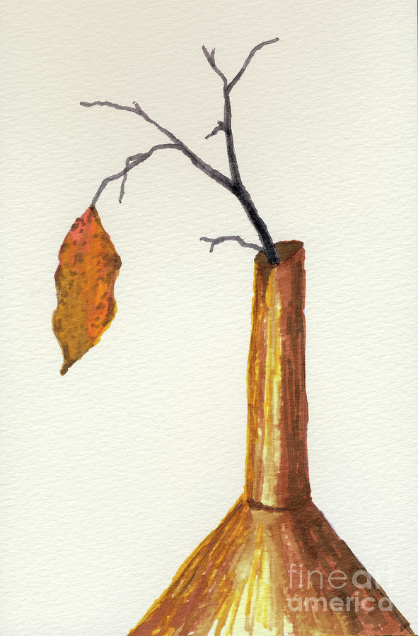 Old funnel and autumn leaf Drawing by Garry McMichael