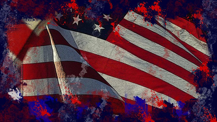 Old Glory Abstract Mixed Media by Teresa Trotter